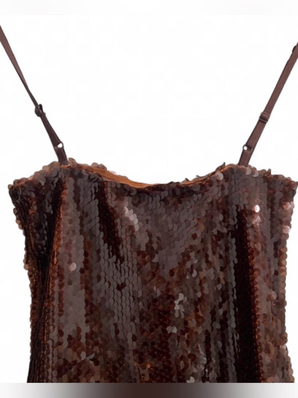 NWT Topshop Brown Sequin Cami Top Size Small - Picture 5 of 7